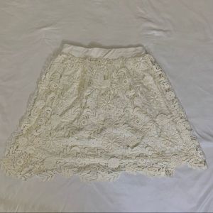 Painted Threads White Ivory Floral Lace Midi Skirt